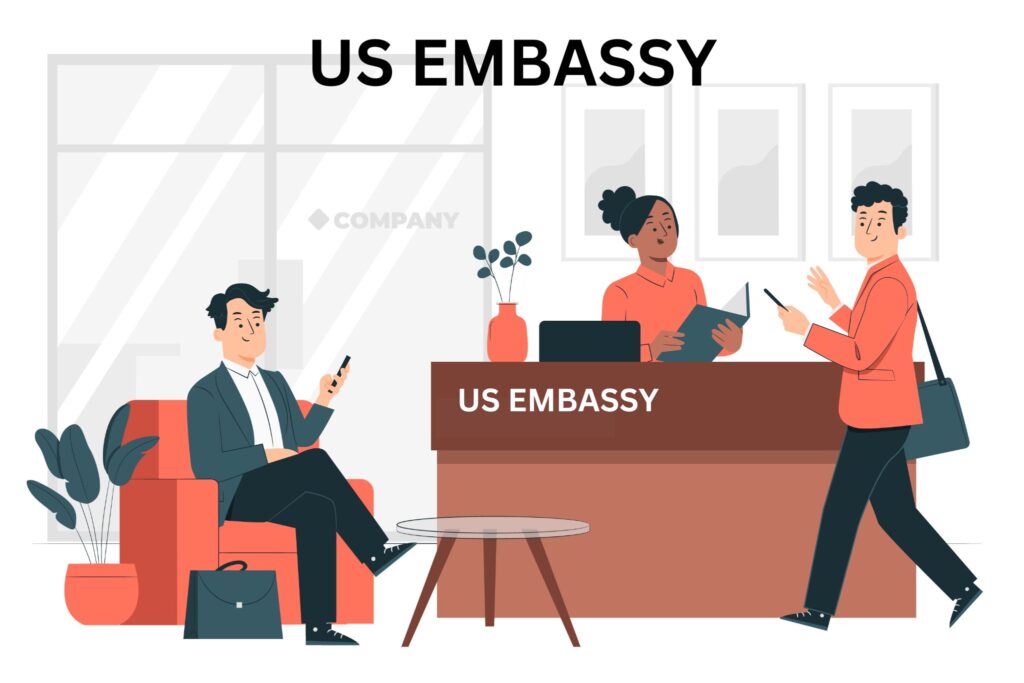 Illustration of the us embassy