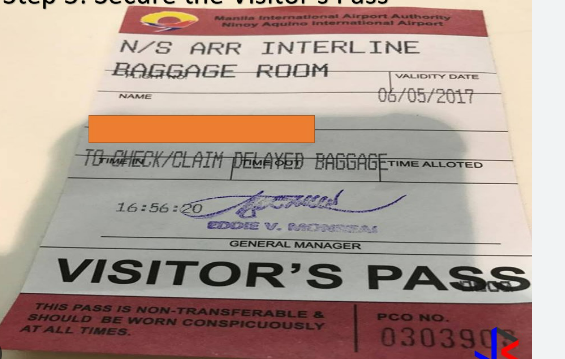 Snapshot of what an airport visitors pass look like 